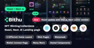 Bithu – NFT Minting/Collection React, Next JS Landing Page Template