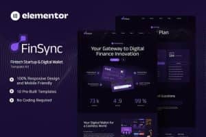 FinSync – Fintech Startup & Digital Wallet Elementor Template Kit
