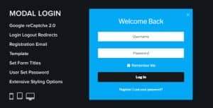 Modal Login Register Forgotten WordPress Plugin