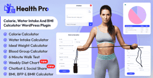 Health Pro – Calorie, Water Intake, BMI Calculator with AI Chatbot Assistant WordPress Plugin