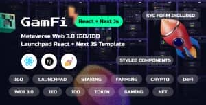 GamFi – Metaverse Web3 IGO Launchpad React, Next JS Template