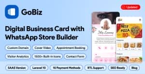 GoBiz vCard SaaS – Powerful vCard Builder + WhatsApp Store Builder | Best vCard SaaS Script