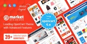 eMarket – Multipurpose MarketPlace OpenCart 4 Theme (38+ Homepages & Mobile Layouts Included)