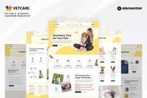Vetcare – Pet Care & Veterinary Elementor Pro Template Kit