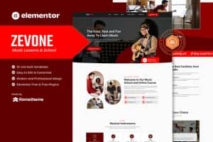 Zevone – Music Lessons & School Elementor Template Kit