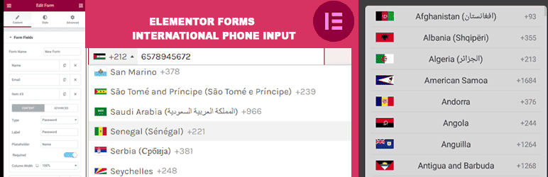 Telephone field for Elementor Forms Pro