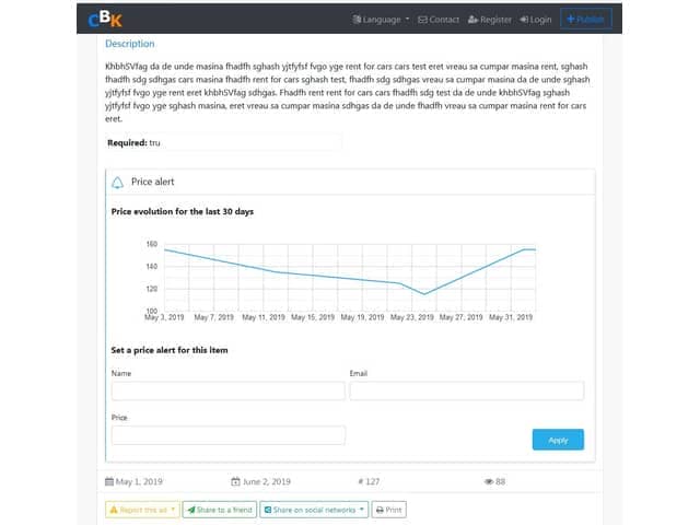 Osclass Price Alert plugin