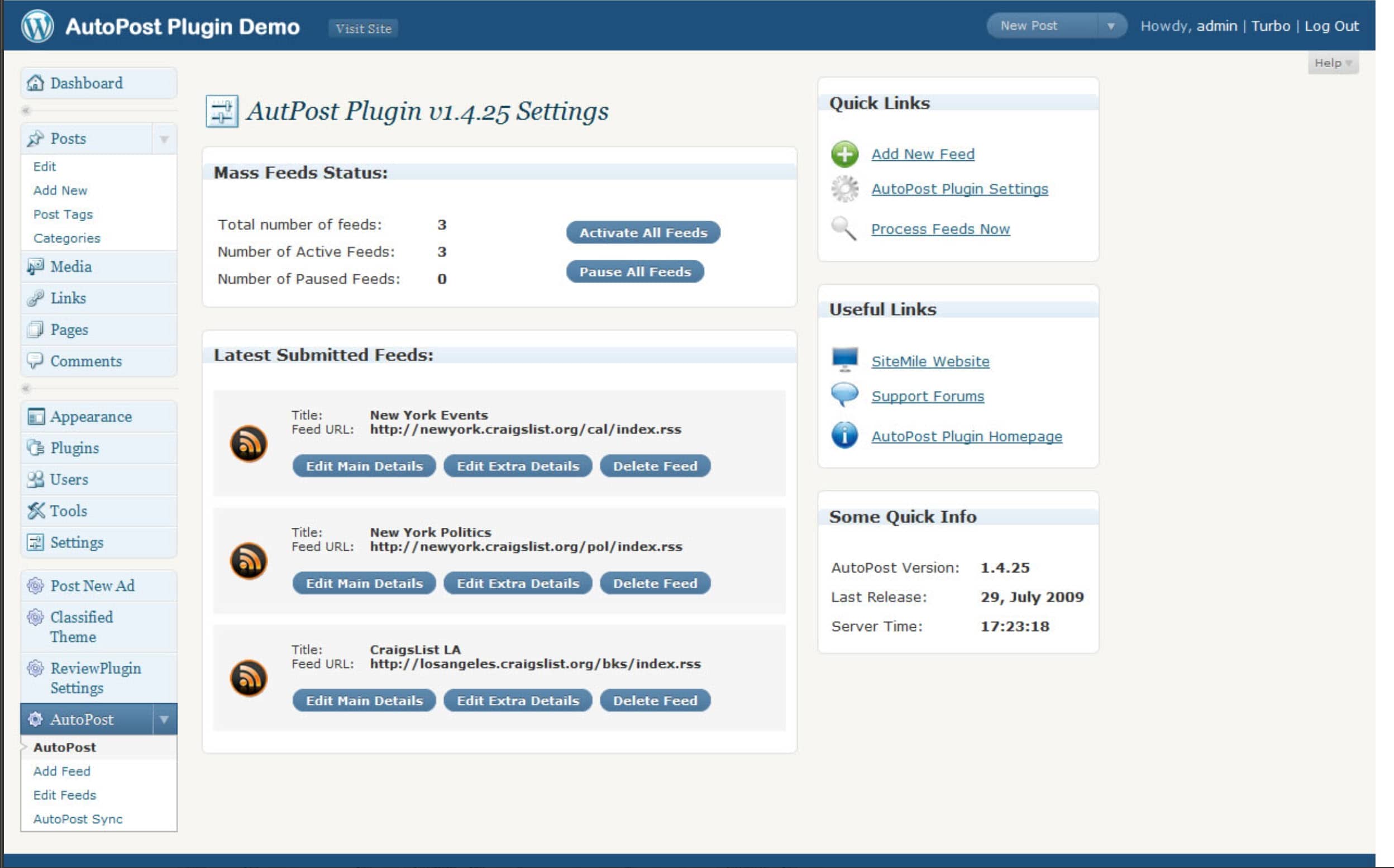 WordPress AutoPost Plugin by SiteMile