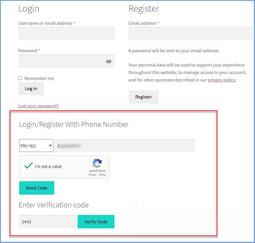 Registration & Login with Mobile Phone Number