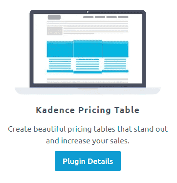 Kadence Pricing Table Plugin