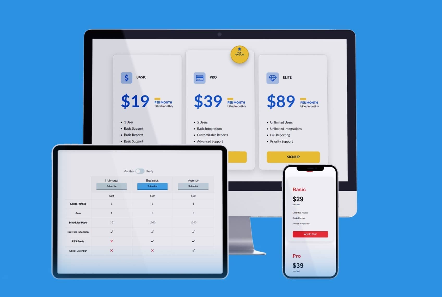 Easy Pricing Tables: Agency
