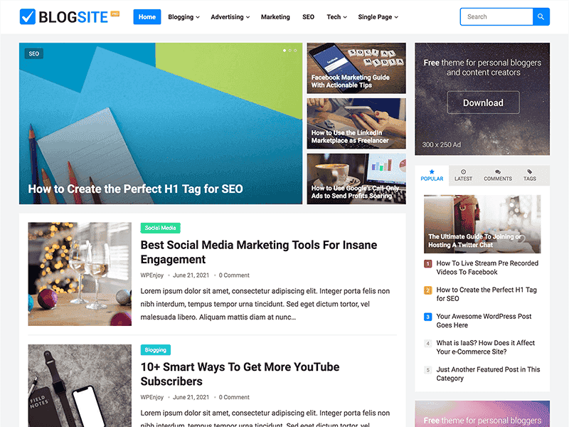 BlogSite Pro – Premium WordPress Theme for blog