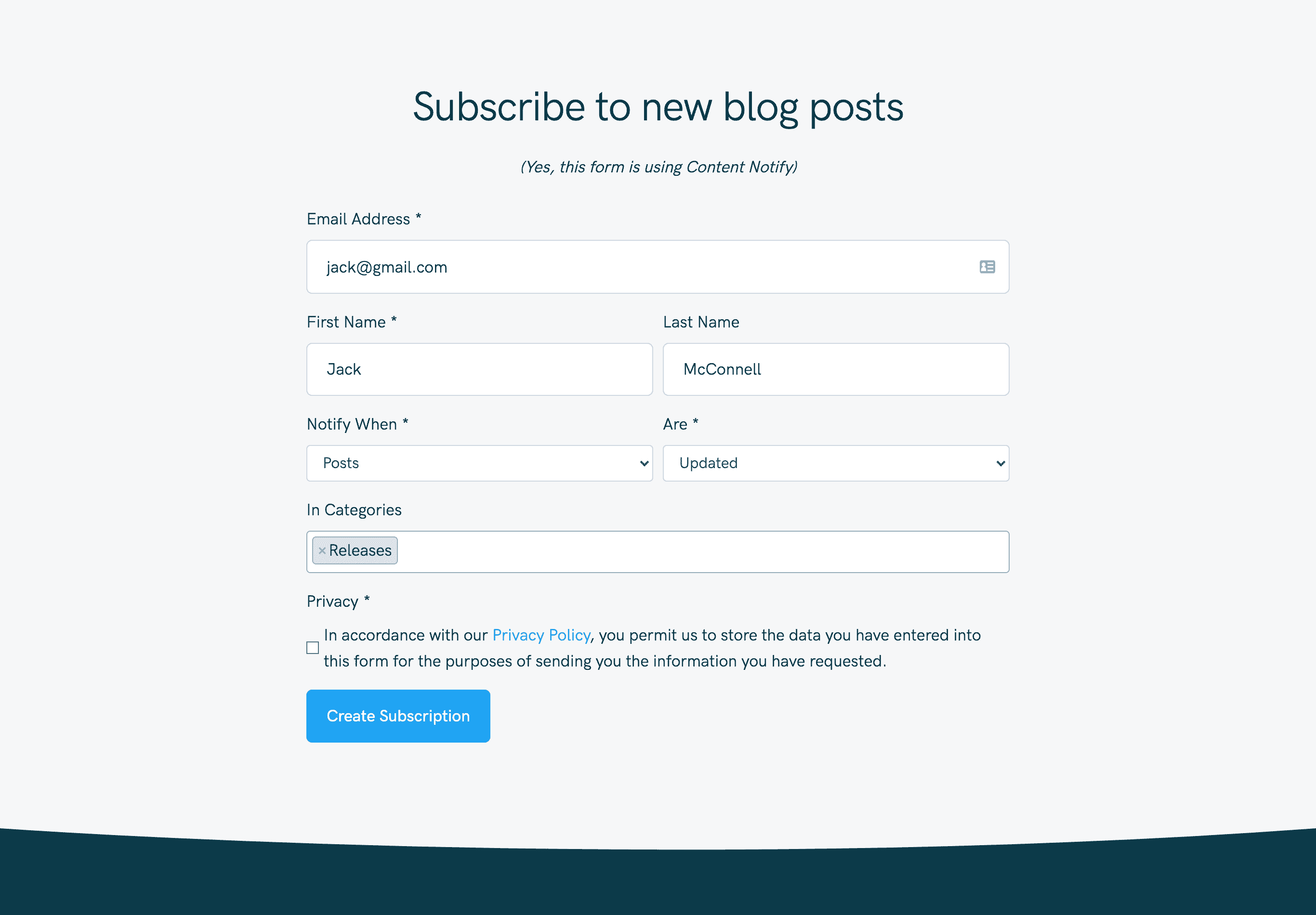 Content Notify – Content subscription forms and email alerts for WordPress