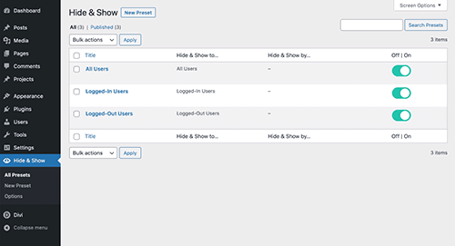Divi Modules – Hide&Show Pro