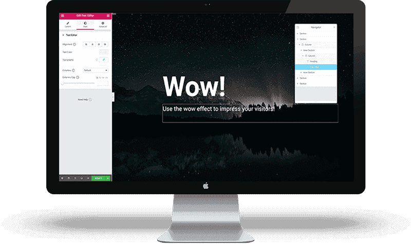 fullPage.js WordPress Plugin For Elementor editor