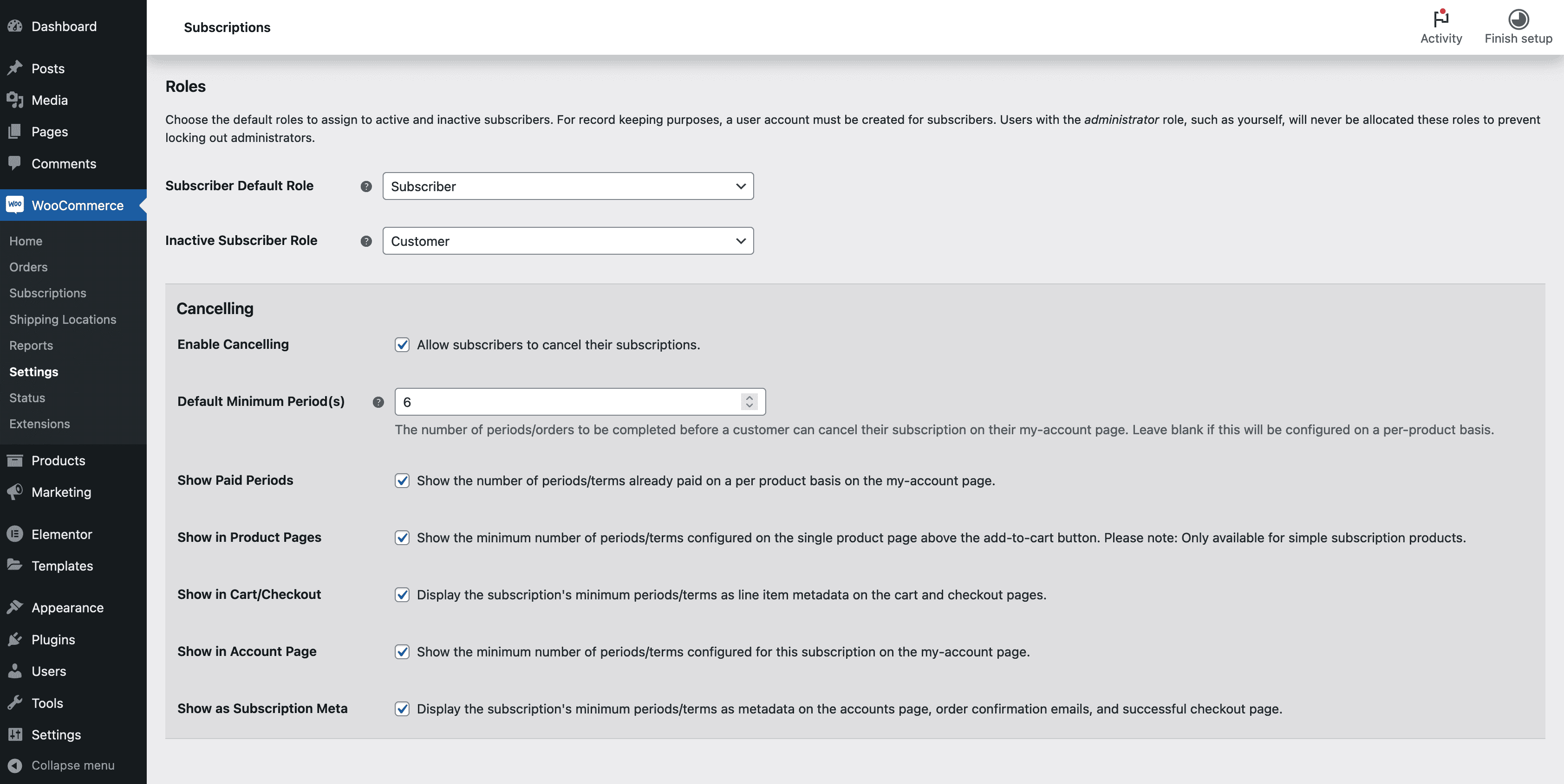 Minimum Periods for WooCommerce Subscriptions