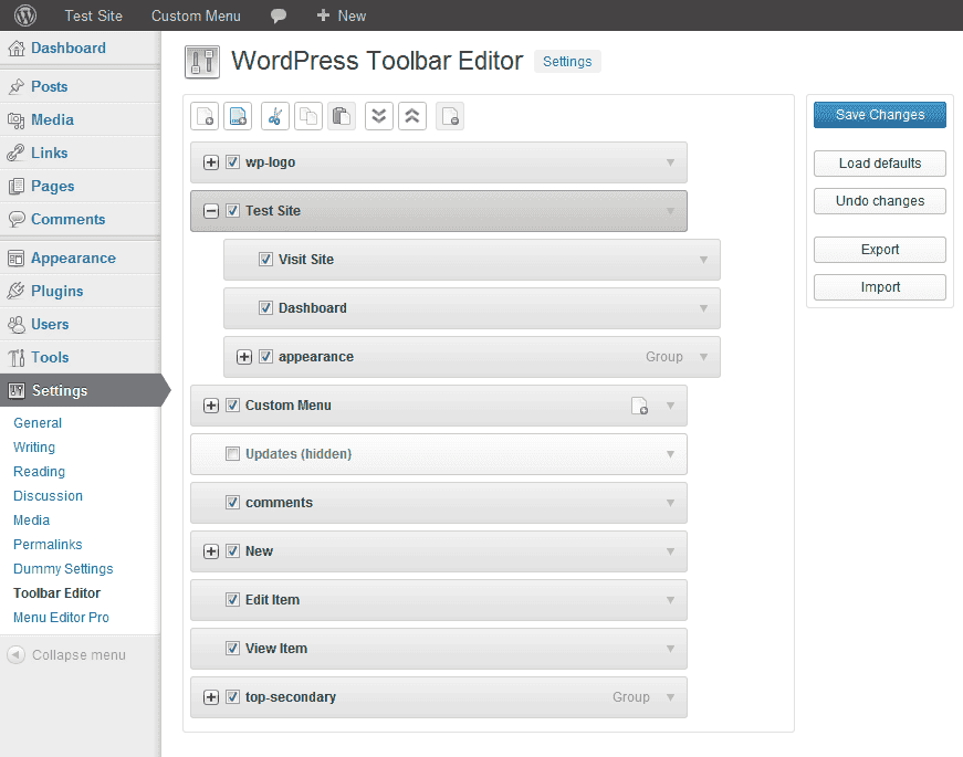 WordPress Toolbar Editor Pro Addon