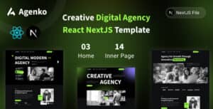 Agenko – Creative Digital Agency React NextJS Template