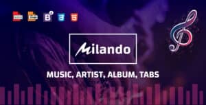 Milando – Music Portal With Track Playback Online Store and Musical Staff Multi Color HTML Template
