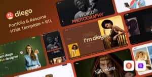 Diego – Creative Personal Portfolio & Resume HTML Template + RTL