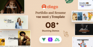 Diego – Personal Creative Portfolio & Resume Vue Nuxt 3 Template