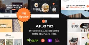 Ailand – Modern Interior & Architecture HTML Template + RTL