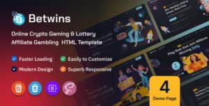 Betwins – Online Crypto Gaming & Lottery Affiliate HTML Template