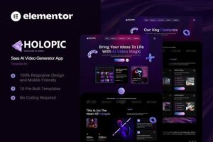 Holopic – Saas AI Generator App Elementor Template Kit
