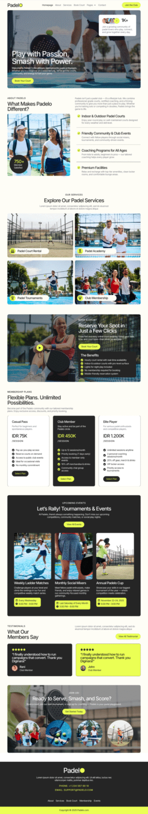 Padelo – Padel Club & Court Booking Elementor Pro Template Kit