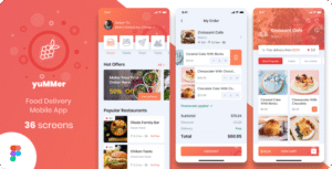 Yummer – Food Delivery Mobile App Figma UI Template