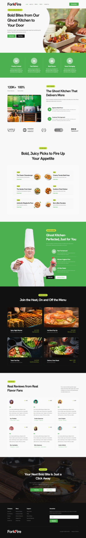 ForknFire – Food Brand & Ghost Kitchen Elementor Template Kit