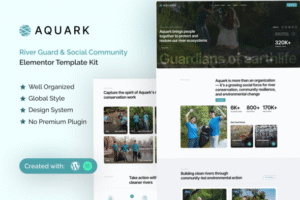 Aquark – River Guard & Social Community Elementor Template Kit