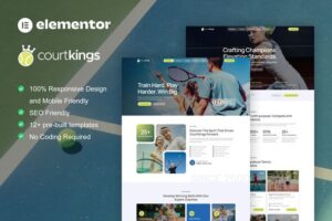 CourtKings – Tennis School & Sport Club Elementor Pro Template Kit