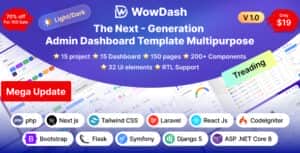 WowDash – Tailwind, Bootstrap, React, Next, Node JS, Django, Php, Laravel ASP.net Admin Dashboard