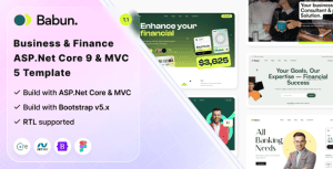Babun – Business & Finance Responsive ASP.Net Core 9 & MVC 5 + RTL Template