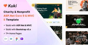 Kuki – Charity & Nonprofit ASP.Net Core 9 & MVC 5 Template