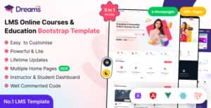 Dreams LMS – Online Learning & Course Management Template (HTML, React, Vue, Angular, Laravel)