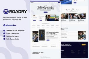 Roadry – Driving Course & Traffic School Elementor Template Kit