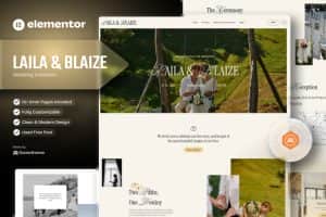 Laila & Blaize – Wedding Invitation Elementor Template Kit