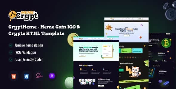 CryptMeme – Memecoin ICO and Crypto Online digital coin HTML Template CryptMeme – Memecoin ICO and Crypto Online digital coin HTML Template
