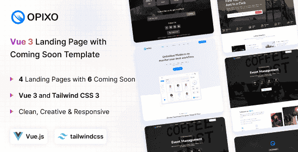 Opixo – Vue 3 Landing & Coming Soon Template Opixo – Vue 3 Landing & Coming Soon Template