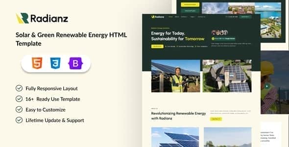 Radianz – Solar & Green Renewable Energy HTML Template Radianz – Solar & Green Renewable Energy HTML Template