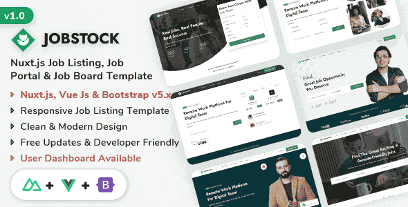 JobStock – Nuxt.js Job Listing, Job Portal Landing & Admin Dashboard Template JobStock – Nuxt.js Job Listing, Job Portal Landing & Admin Dashboard Template