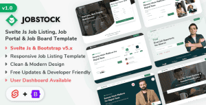 JobStock – Svelte Job Listing, Job Portal Landing & Admin Dashboard Template