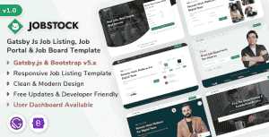 JobStock – Gatsby.js Job Listing, Job Portal Landing & Admin Dashboard Template JobStock – Gatsby.js Job Listing, Job Portal Landing & Admin Dashboard Template