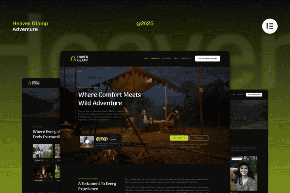 Haven Glamp – Dark Luxury Adventure Elementor Template Kit Haven Glamp – Dark Luxury Adventure Elementor Template Kit