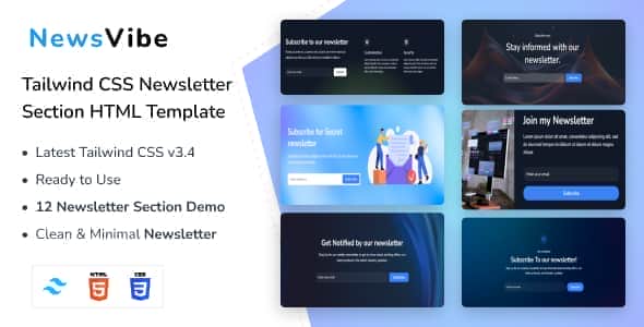 NewsVibe – Newsletter Section Tailwind CSS 3 HTML Template NewsVibe – Newsletter Section Tailwind CSS 3 HTML Template