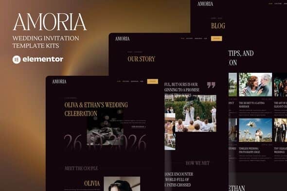 Amoria – Dark Luxury Wedding Invitation Website Elementor Template Kits Amoria – Dark Luxury Wedding Invitation Website Elementor Template Kits