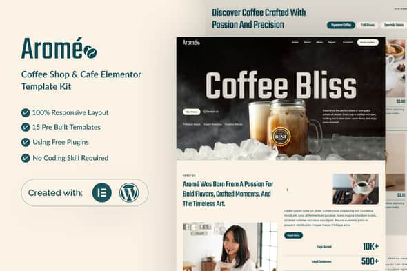 Arome – Coffee Shop & Cafe Elementor Template Kit Arome – Coffee Shop & Cafe Elementor Template Kit