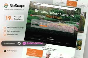 BioScape – Landscape Design and Home Decoration Elementor Template Kit for Outdoor Spaces and Garden